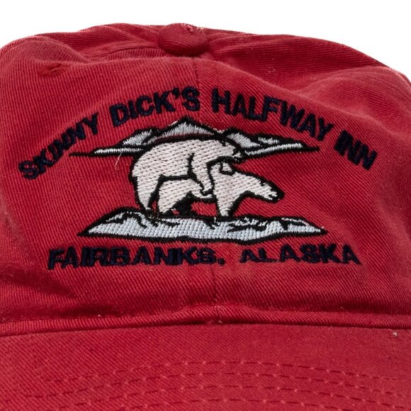 Vintage Red Sunny Dicks Fairbanks Alaska Embroidered Baseball Cap Adjustable Str - Picture 2 of 8